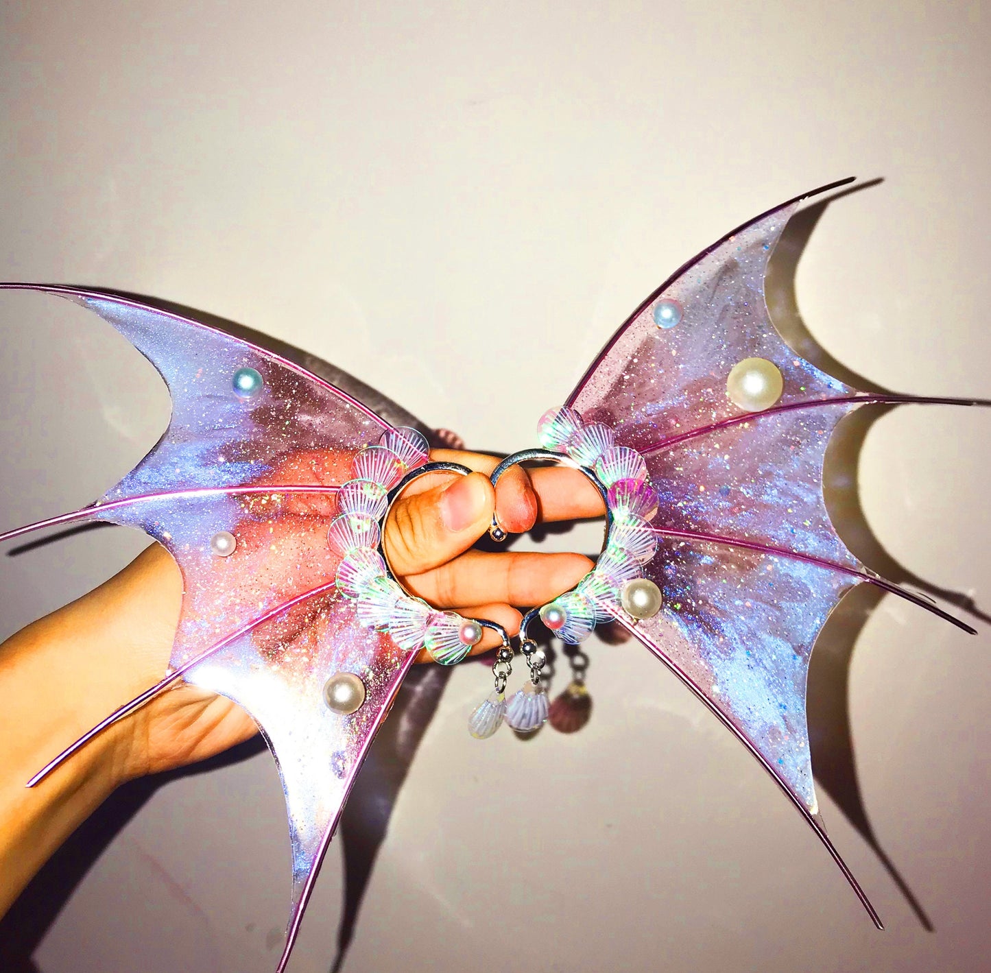 cosplay ear, fish ear, seaside holiday gifts, Mermaid Ear Cuffs,Elf ear wraps, Fairy ear cuffs, no piercing, sparkling ear cuffs , 100