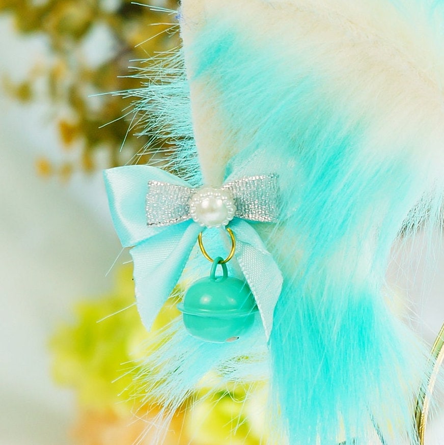 petplay ear, faux ears, animal ear, cat ears headband, cat ear headband, Bobin Blue, furry cat ears, headband ears, fake fur ears, 138