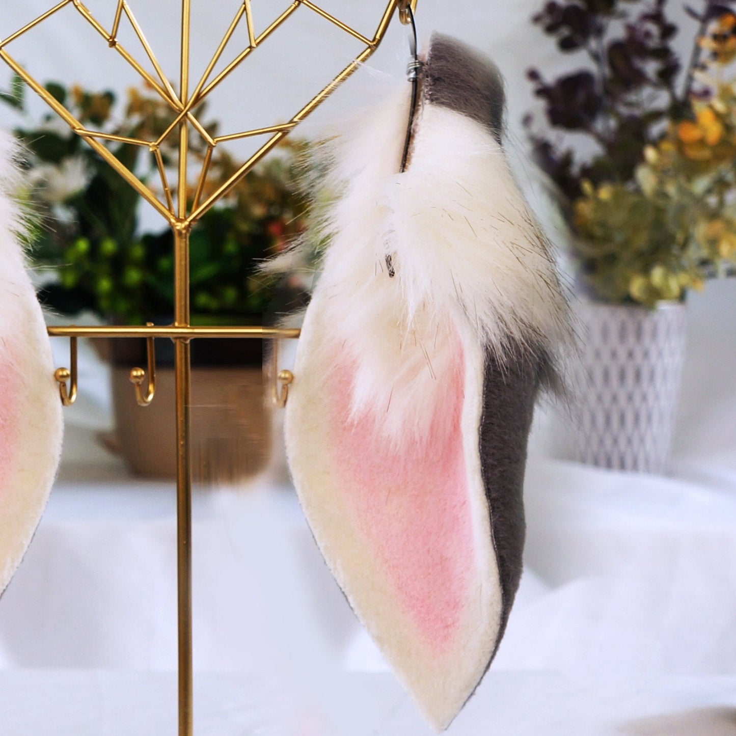 Kawaii grey lop ears, Lop Ears headband, grey lop ears,faux fur bunny ears, bunny ears headband,Judi cosplay ears headband