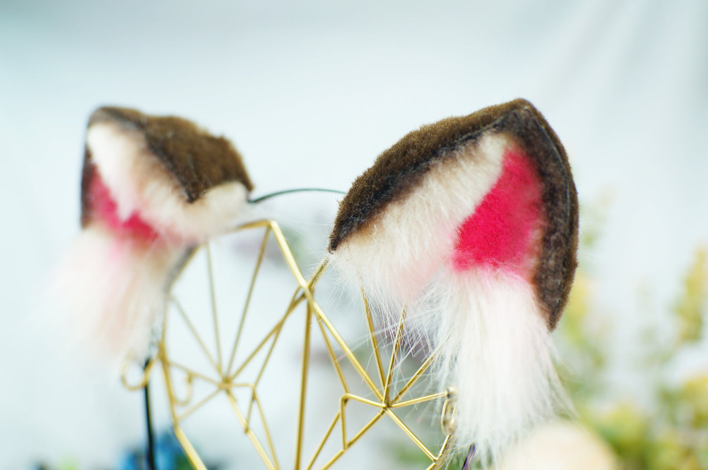 Orange white fox Ears Orange cat ears white fox ear Faux fur cosplay faux fur animal ears fox wolf cat pet play ears headband headband