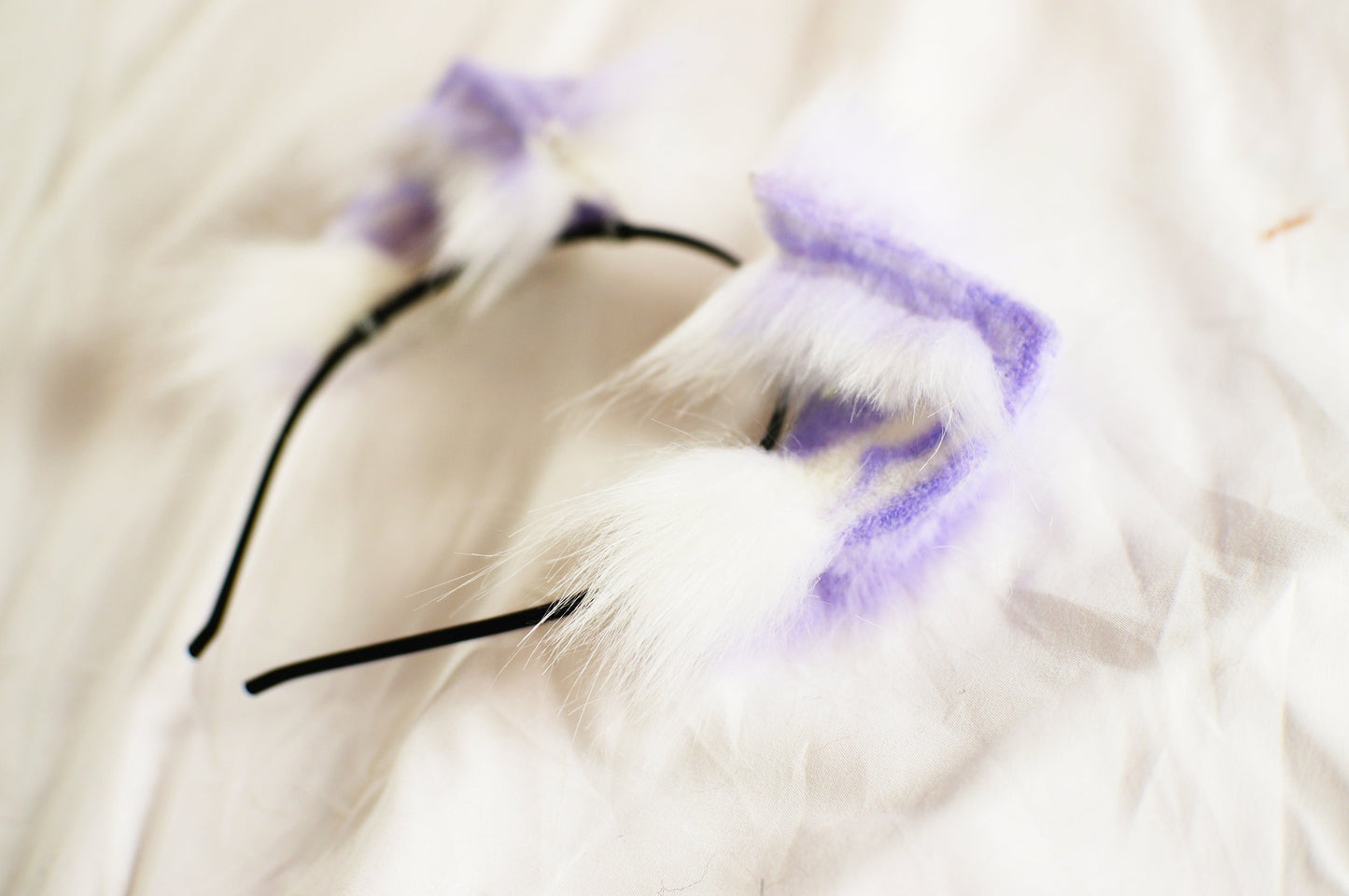 Forget-me-not Ears Game handle Faux Fur Kitten Ears KTcatvintage Neko Costume Cosplay Kittenplay Ears Cat Ears Headband Kitty light purple