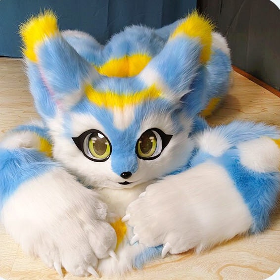 Light blue Fursuit Costume for Furry Conventions Cosplay and Fantasy Art - Full Body and Fursona Ready to ship- fursuit maks paws body shoes