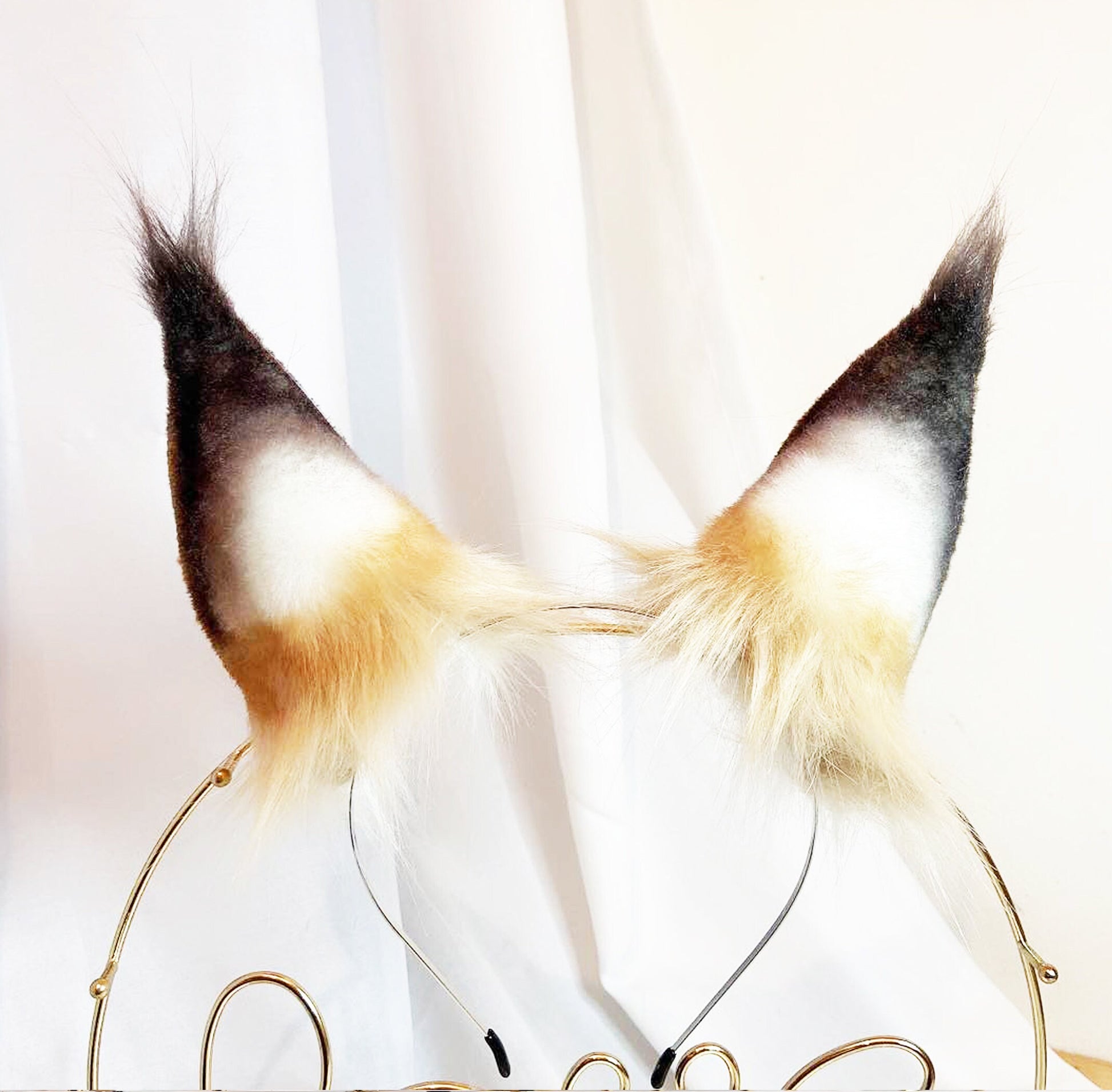 ear headband, brown ears，maid out, fursona ears, long fur cat ears, faux fur ears, Gothic ears, fluffy ear headband, MTO, 148