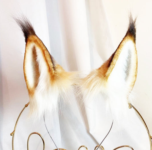 ear headband, brown ears，maid out, fursona ears, long fur cat ears, faux fur ears, Gothic ears, fluffy ear headband, MTO, 148