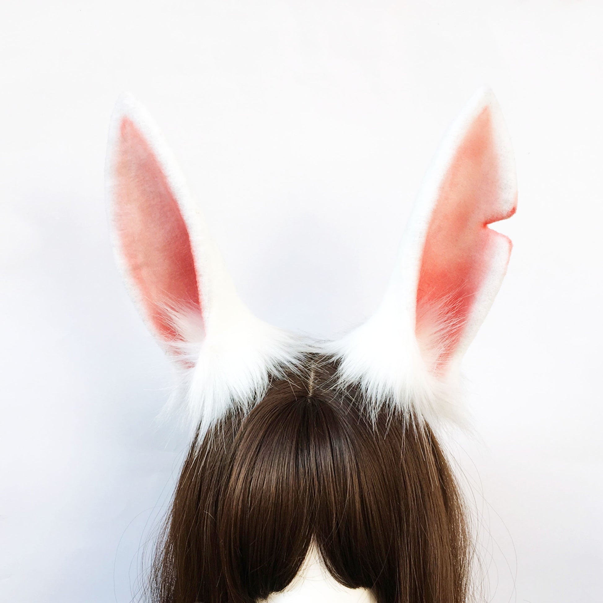 white rabbit ears, faux fur ears, fox ears, fluffy ears, bunny ears, costume ears , ears, cosplay ear, kitten ears, anime cosplay, 208