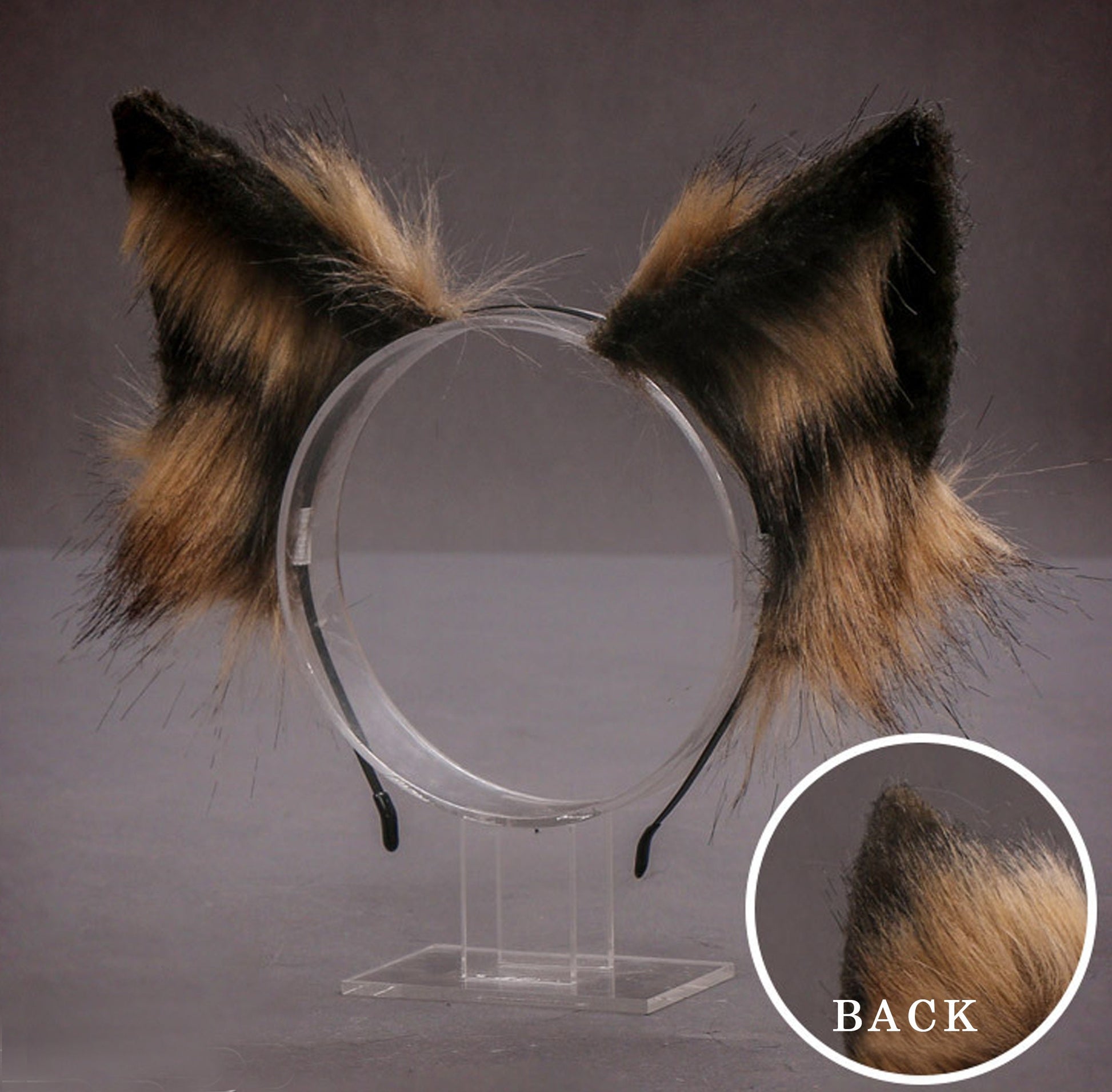 wolf Ears, Faux fur wolf Ears, ears Headband, Handmade Kitten Ears, Fluffy fox ears, Faux Fur ears, cat Ears ，fox ears headband, 063