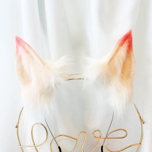 faux fur ears, fox ears, fluffy disney ears, costume ears,animal ears, white wolf ears, cosplay ear, kitten ears, anime cosplay, 153