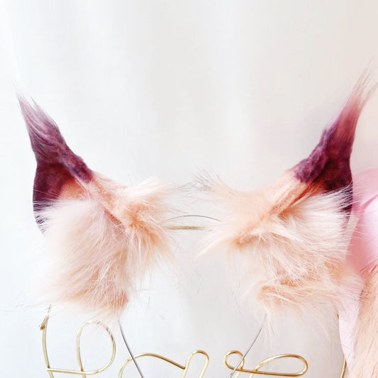 Fluffy fox ears, Realistic fox Ears, Faux Fur ears, cat Ears Headband，fox ears Headband, fox ears ,pink wolf Ears, Faux fur Ears, 159