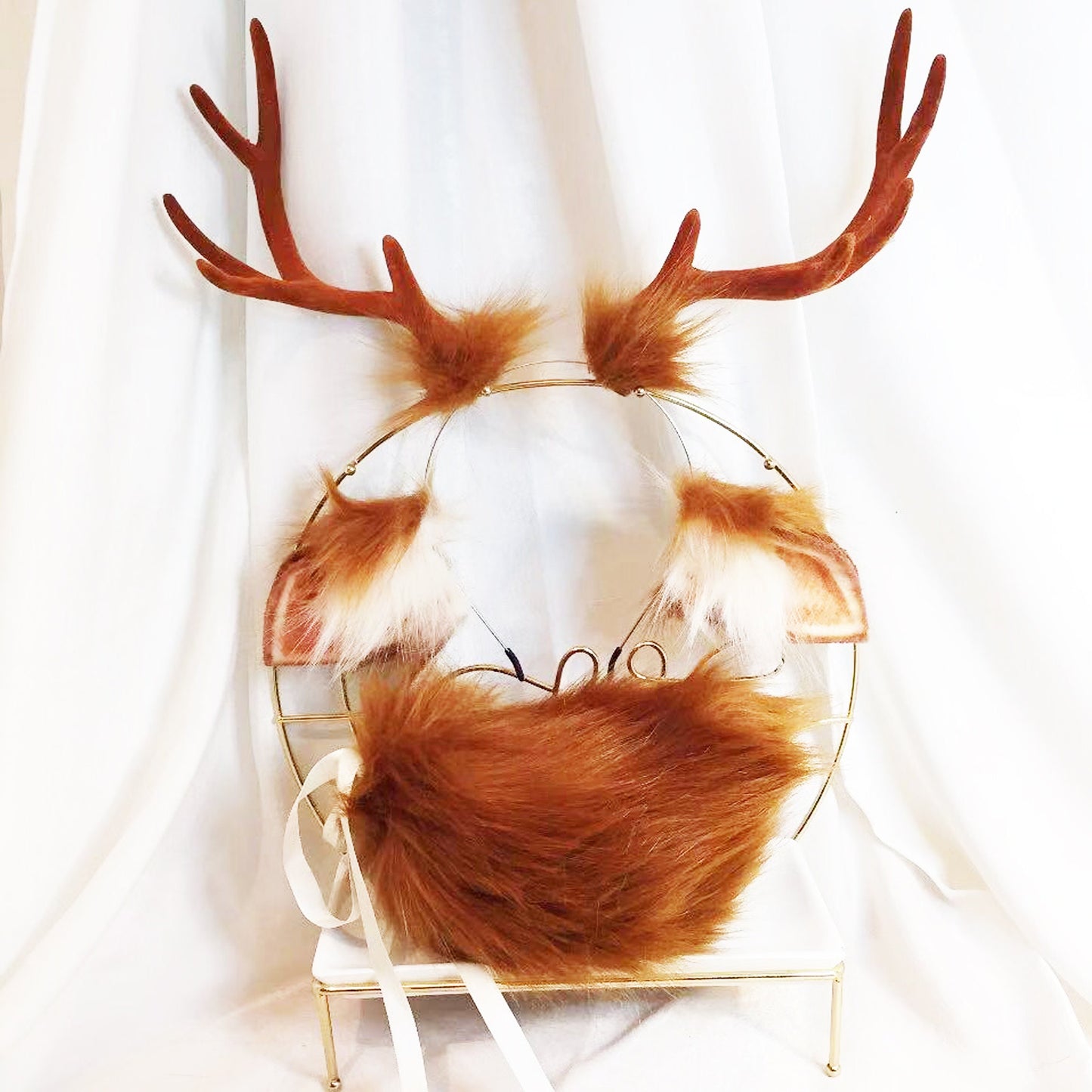 antler headband, deer ears cosplay,dear headband, deer ear, deer ear cosplay, animal cosplay ear,realistic deer ear, Faux fur deer Ear,170