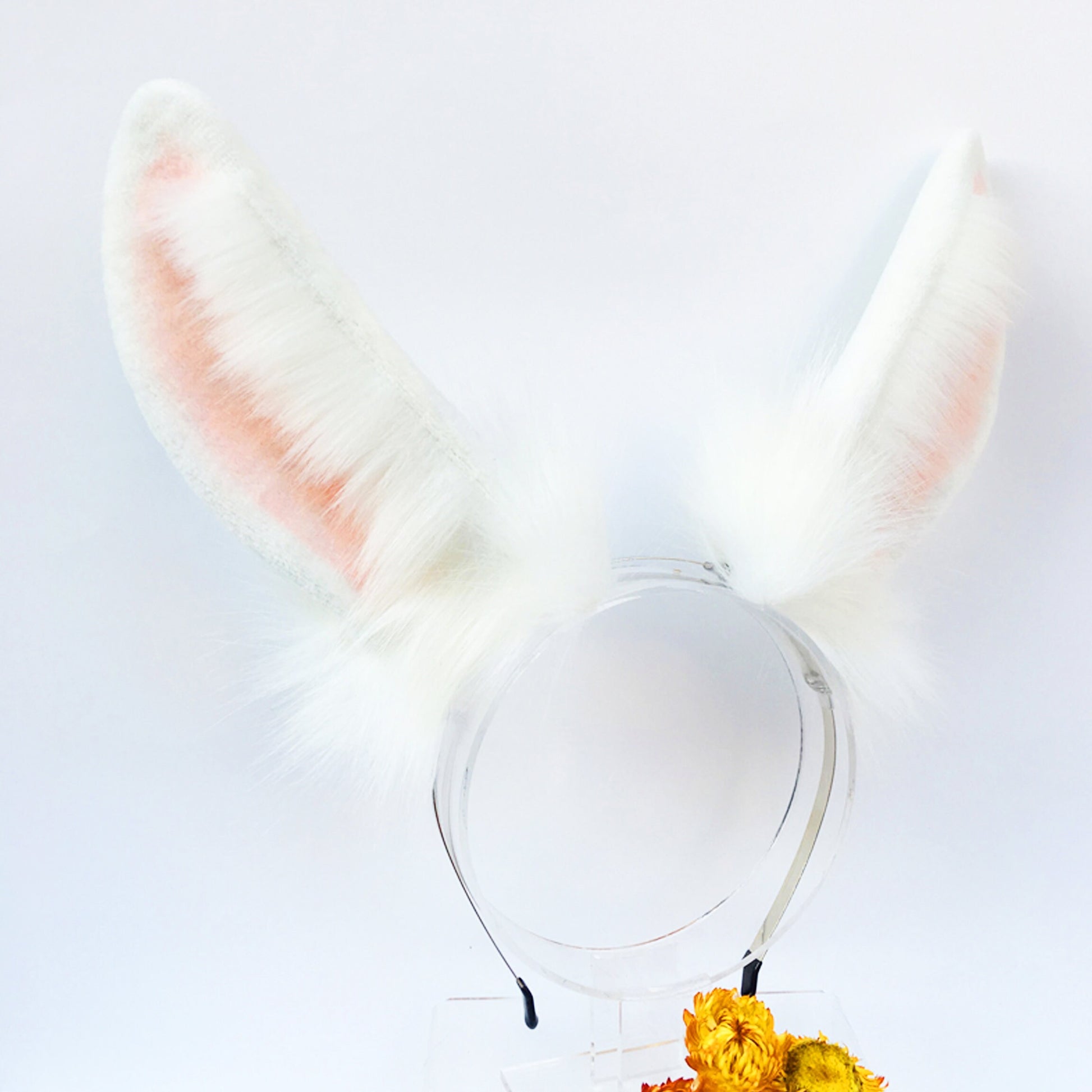 white fur ears, bunny ears, long fur cat ears, ear headband, maid out, faux fur ears, lolita ears, fluffy ear headband, lolita ear , 192