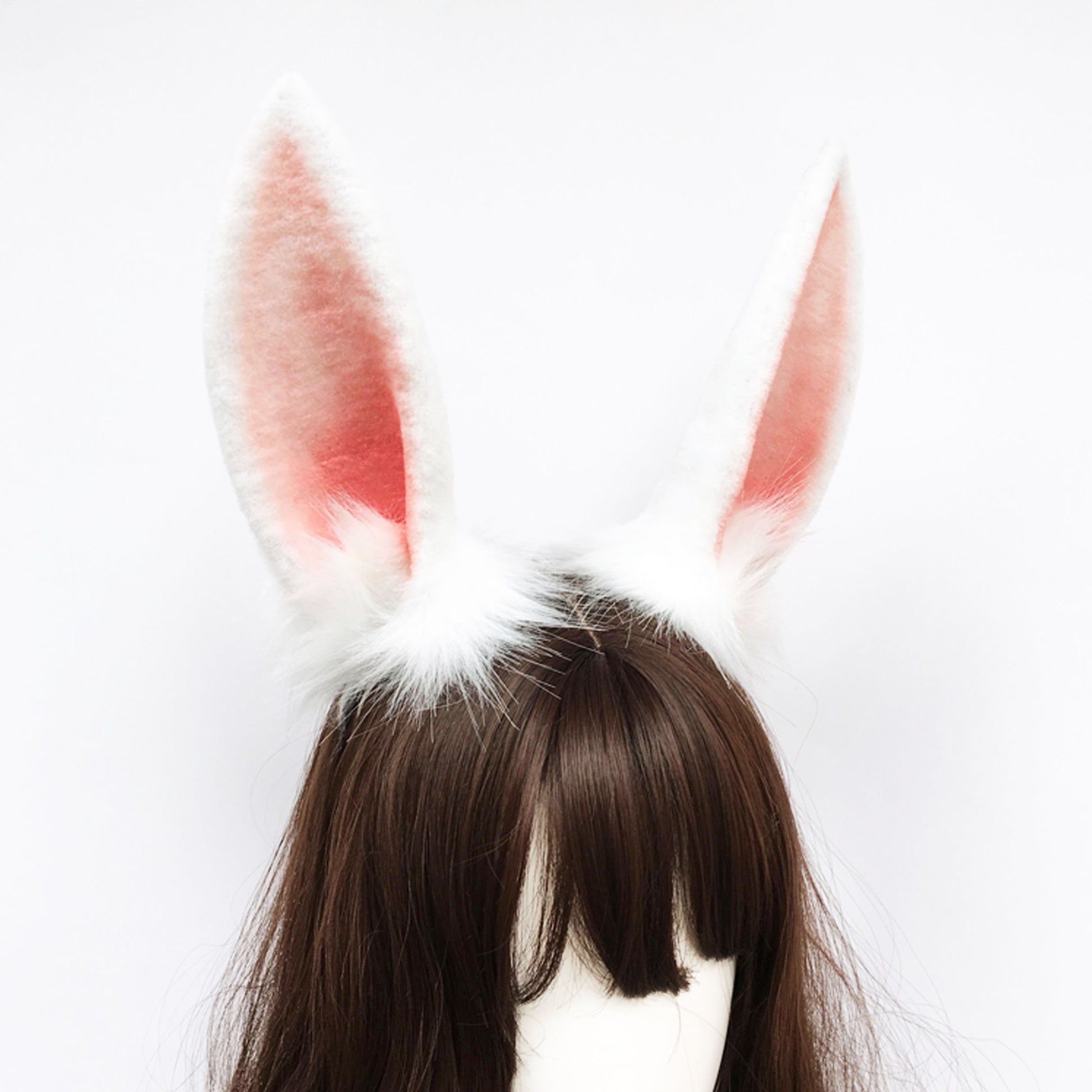 white rabbit ears, faux fur ears, fox ears, fluffy ears, bunny ears, costume ears , ears, cosplay ear, kitten ears, anime cosplay, 208