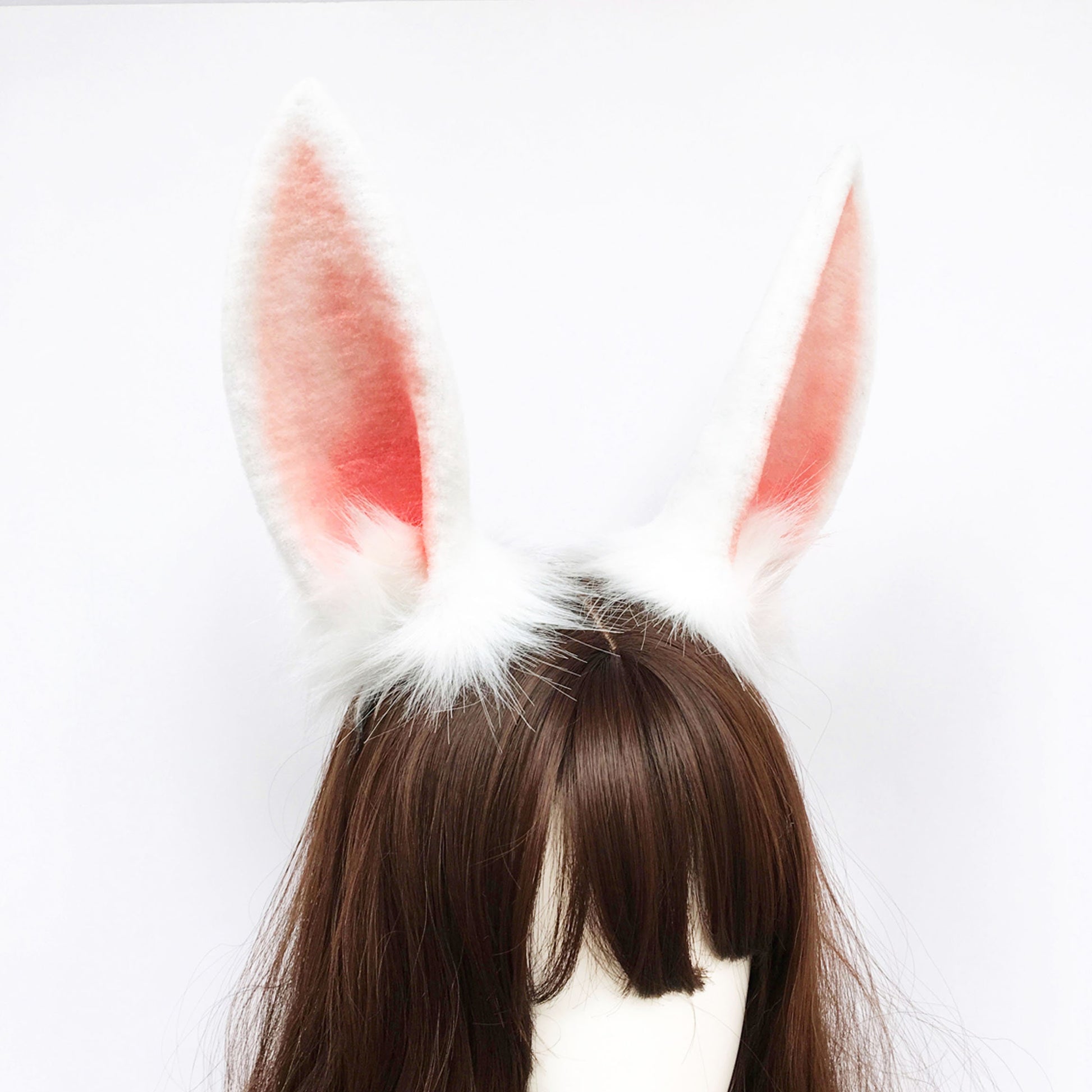 white rabbit ears, faux fur ears, fox ears, fluffy ears, bunny ears, costume ears , ears, cosplay ear, kitten ears, anime cosplay, 208