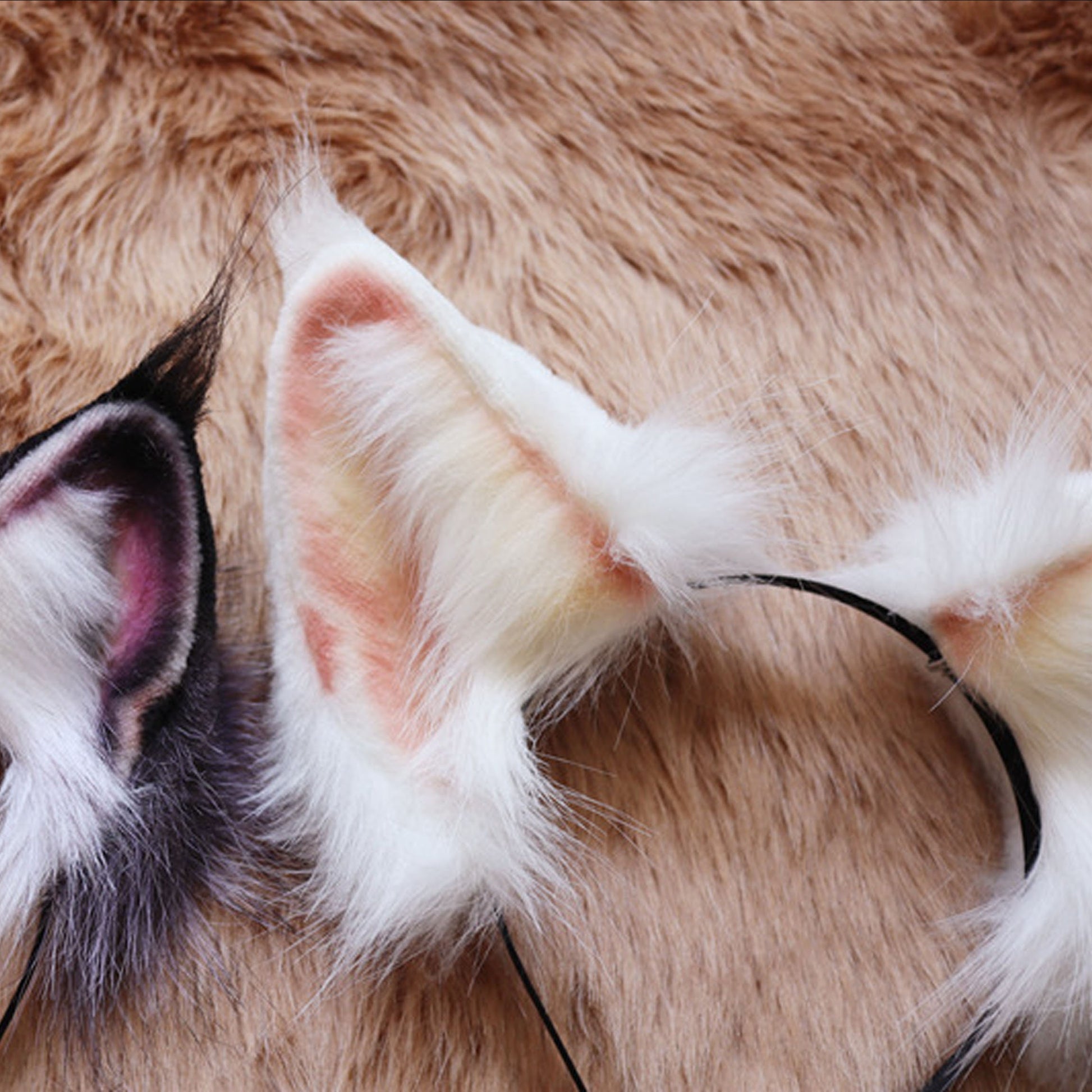 Realistic fox Ears, Faux Fur ears,ox ears ,pink fox Ears, cat Ears Headband，Fluffy fox ears, fox ears Headband, f Faux fur Ears, 212