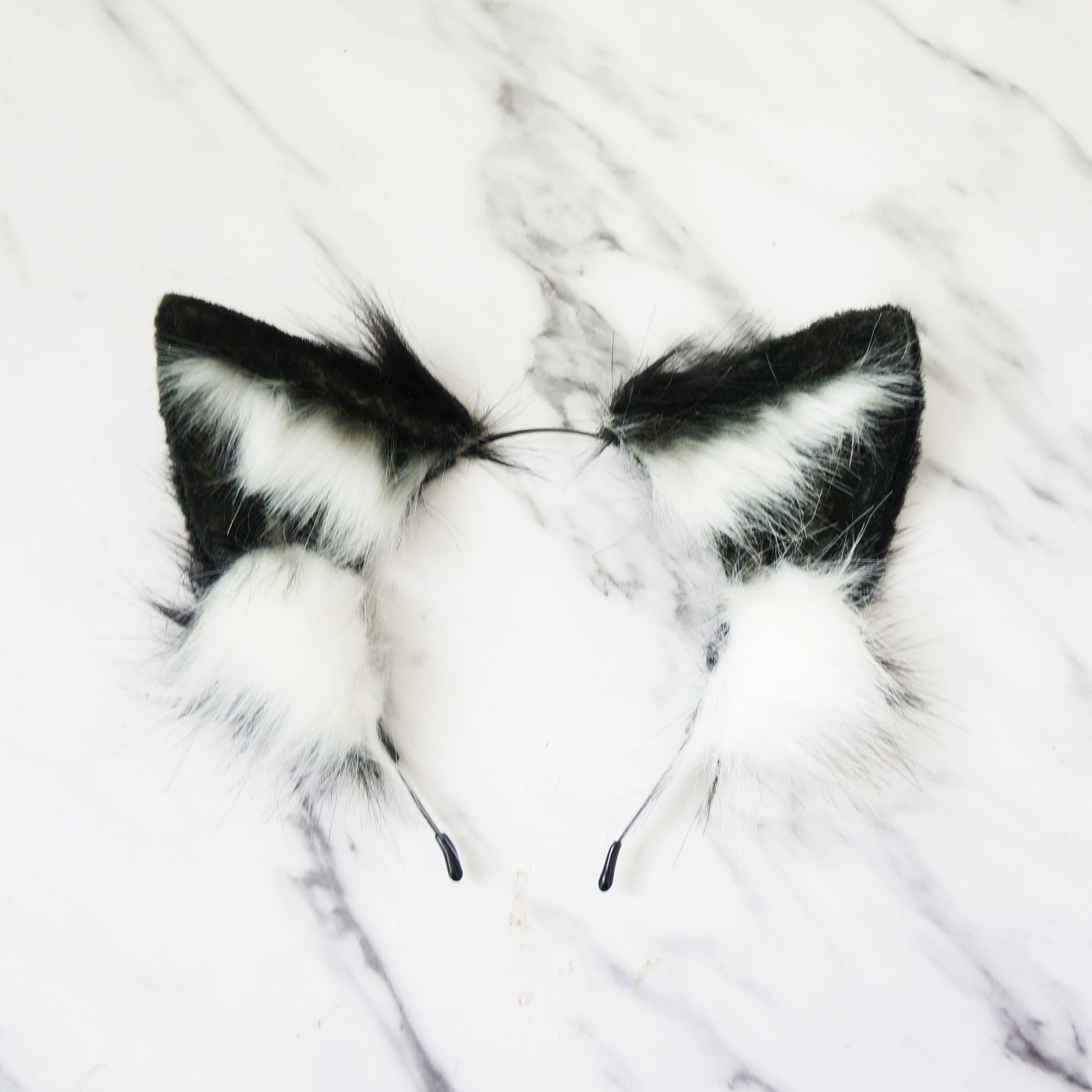 wolf ears Headband, Handmade Kitten Ears, Fluffy fox ears, Faux Fur ears, cat Ears Headband，fox ears , grey wolf Ears, Faux fur 066