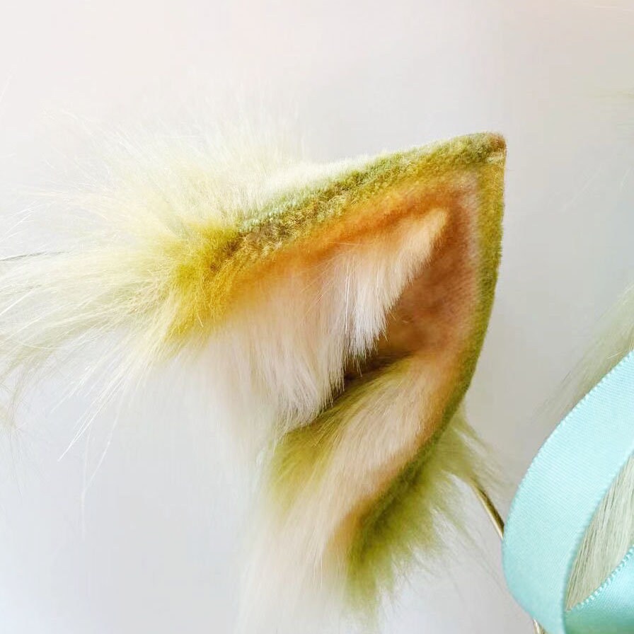 Mustard fox ears, cosplay ear, foxear cosplay, fox ear headband, anime colplay ear, fox tail, kitten ears, realistic fox tail, 257