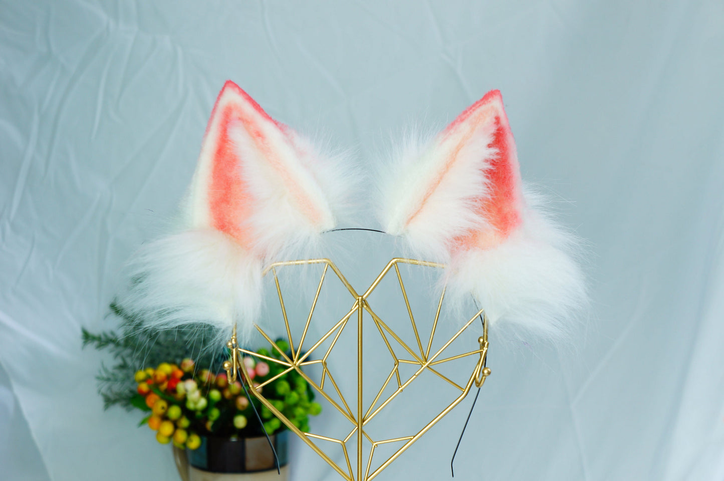 Fluffy Ears, costume party ears, cosplay animal Ears, Faux fur fox Ears Headband, Kitten Ears hairpins, lolita ears, lolita props