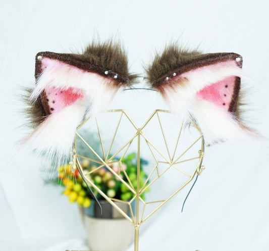 Fluffy Ears, costume party ears, cosplay animal Ears, Faux fur fox Ears Headband, Kitten Ears hairpins, lolita ears, lolita props