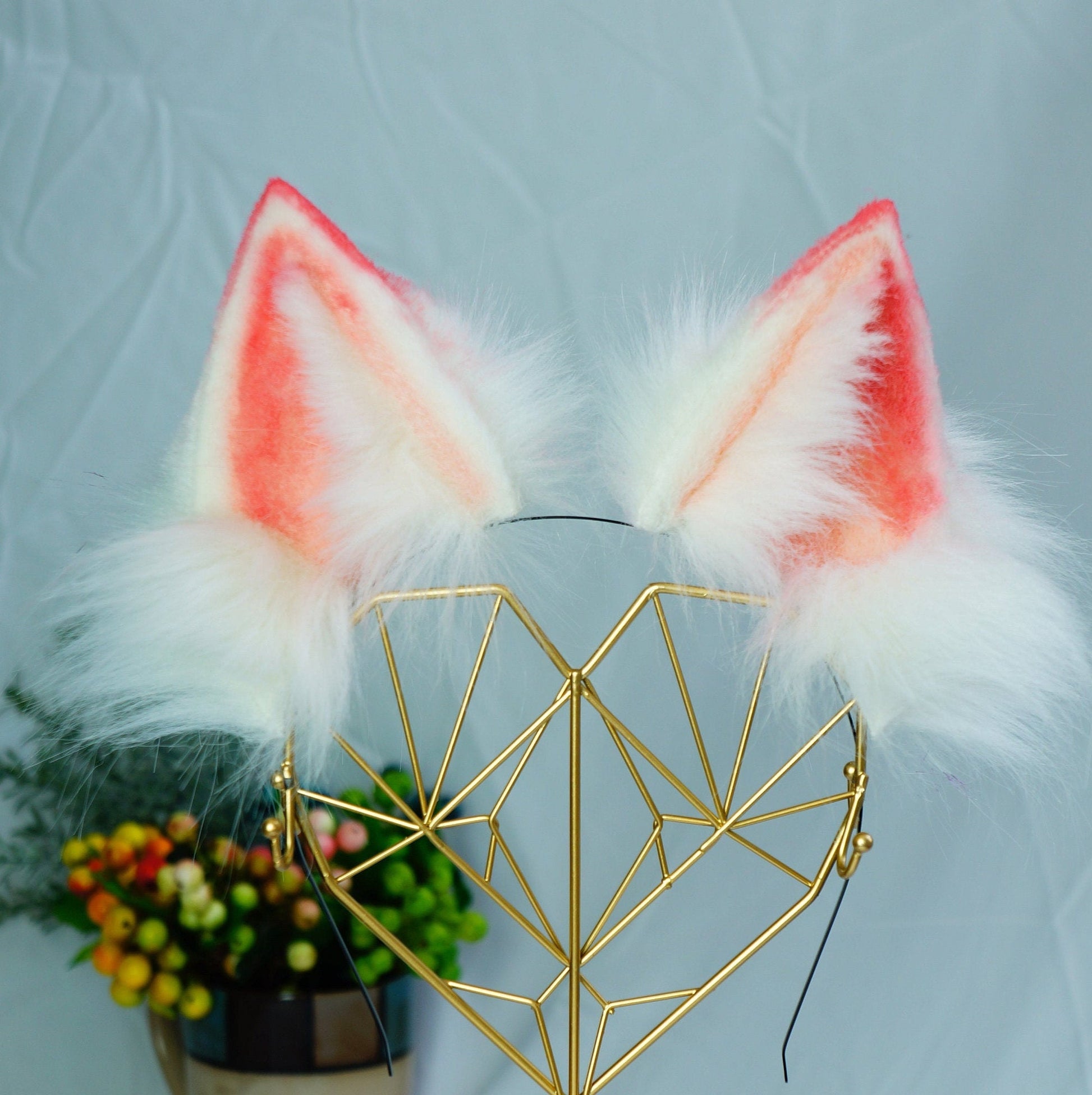 Fluffy Ears, costume party ears, cosplay animal Ears, Faux fur fox Ears Headband, Kitten Ears hairpins, lolita ears, lolita props