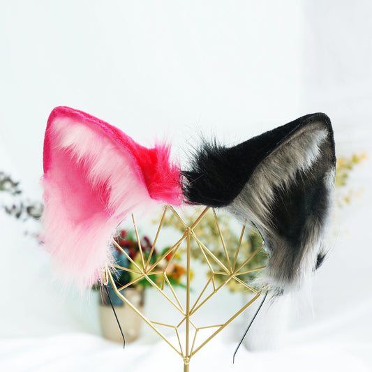 Pink and black cat ears, Cat ears, cosplay, Pet Play, Tubbo Cosplay, kitten ears, realistic cat ear, ,animal ears, 288