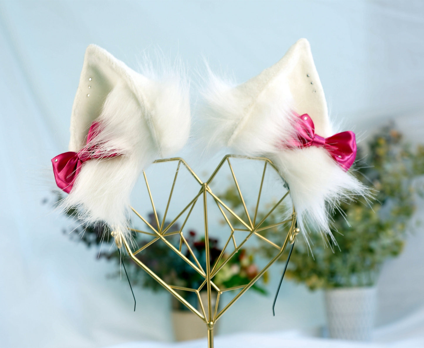 White Cat Ears ,Classic Cat Ears, Kitten Cosplay, Anime Neko Ears, Furry set Wearable, Art kitten ear cosplay, unisex cosplay, Fox ears