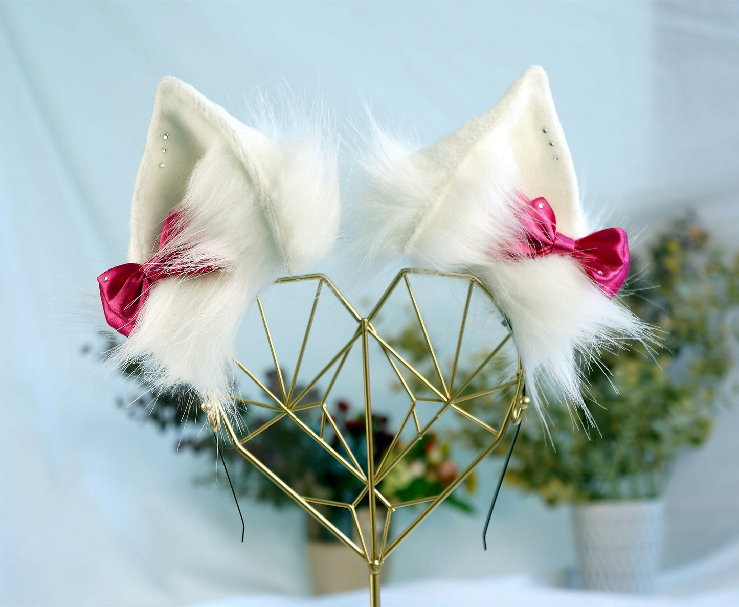 White Cat Ears ,Classic Cat Ears, Kitten Cosplay, Anime Neko Ears, Furry set Wearable, Art kitten ear cosplay, unisex cosplay, Fox ears