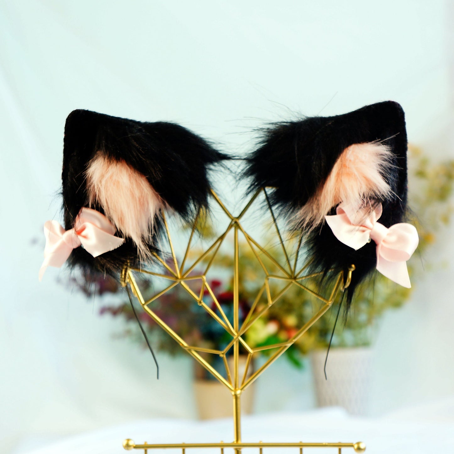 Kawaii Goth Neko Ears Headband,Kawaii Goth Neko Tail,cosplay set