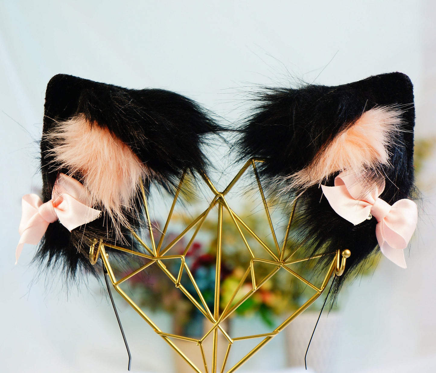 Kawaii Goth Neko Ears Headband,Kawaii Goth Neko Tail,cosplay set