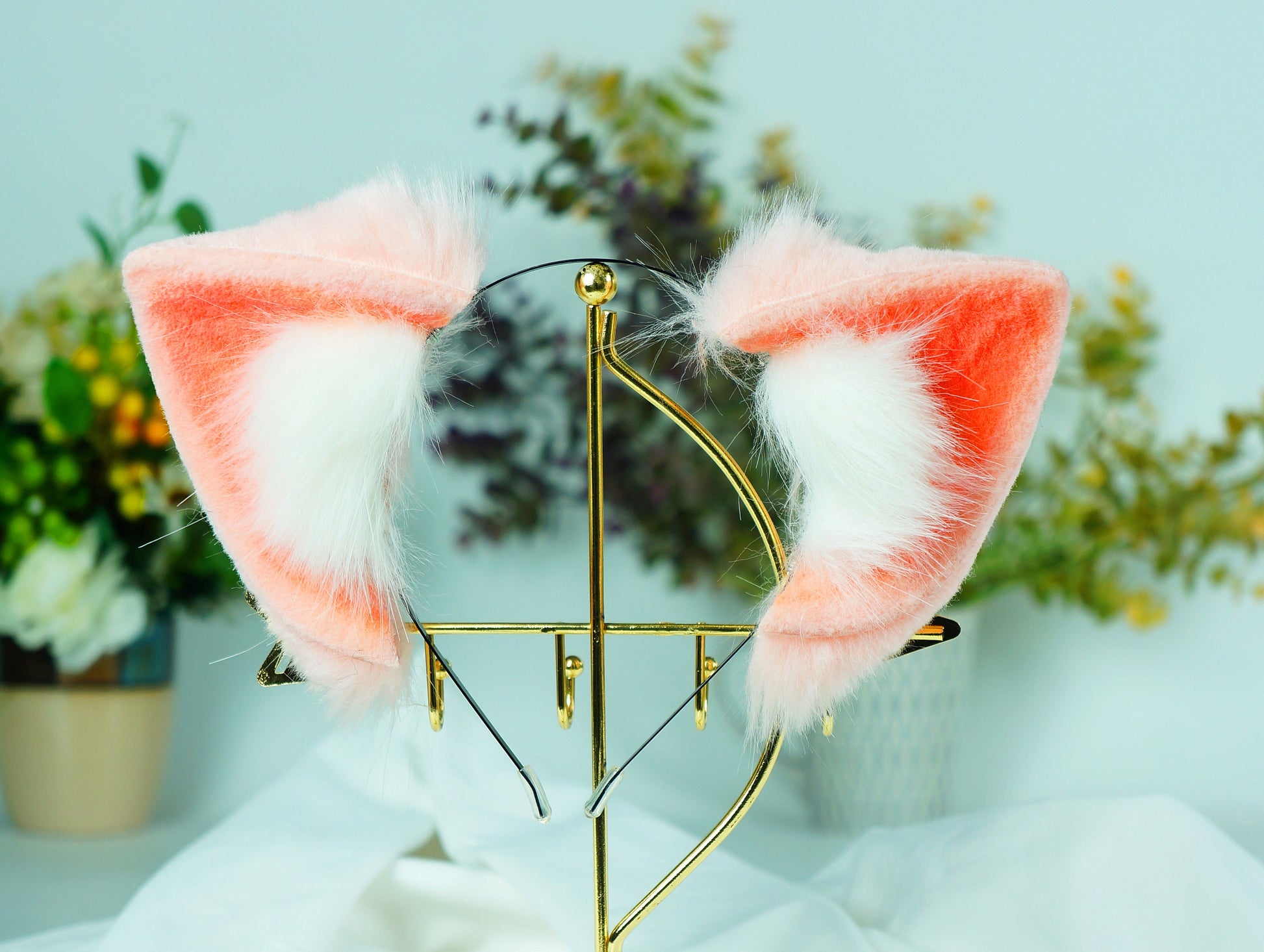 Pink Fox Ears, Linabell Ears headband, Duffy and Friend Cosplay Ears, anime ears,Kawaii Ears, Kawaii Cosplay, Kitsune Ear,fox ear