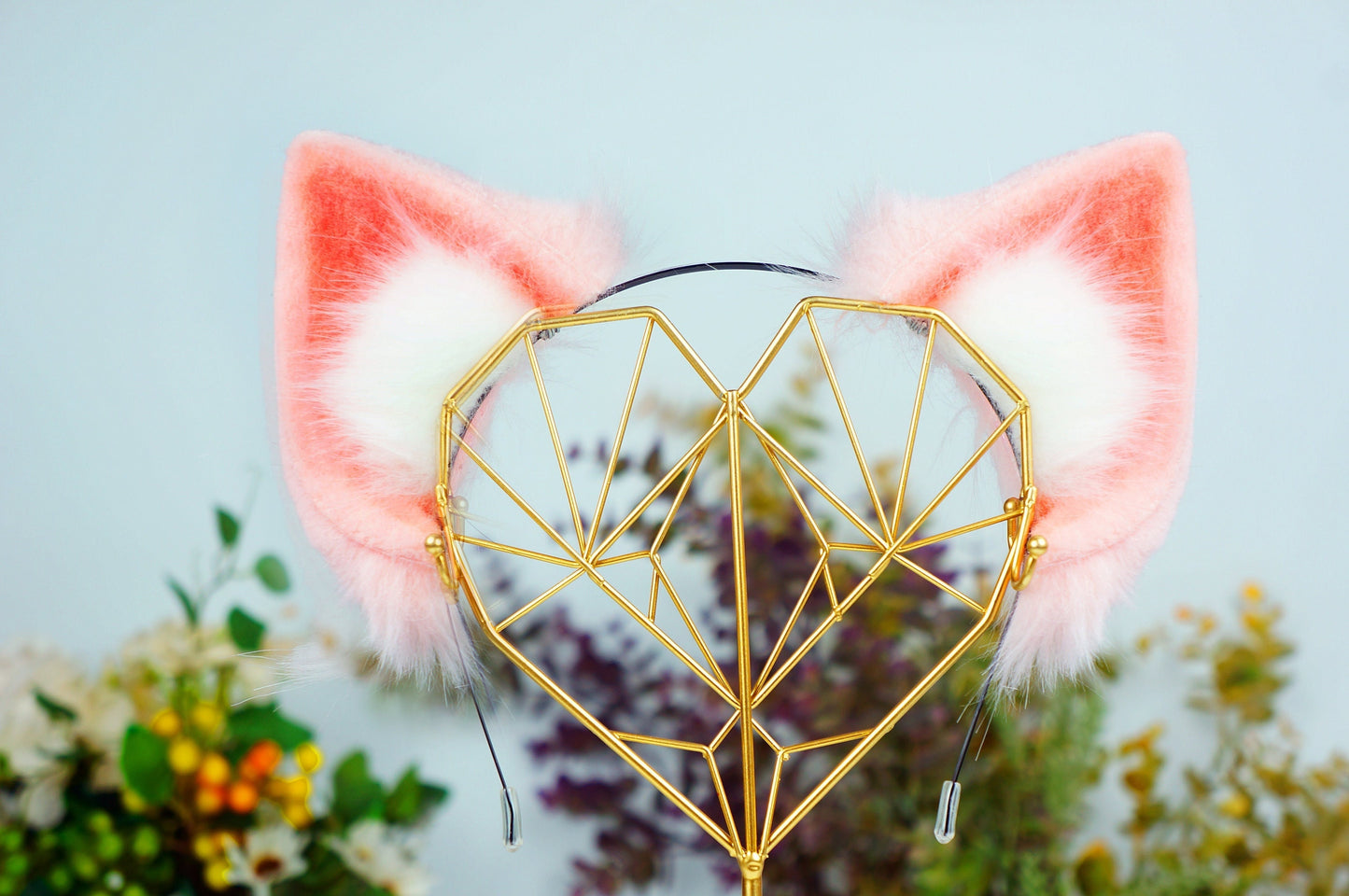 Pink Fox Ears, Linabell Ears headband, Duffy and Friend Cosplay Ears, anime ears,Kawaii Ears, Kawaii Cosplay, Kitsune Ear,fox ear