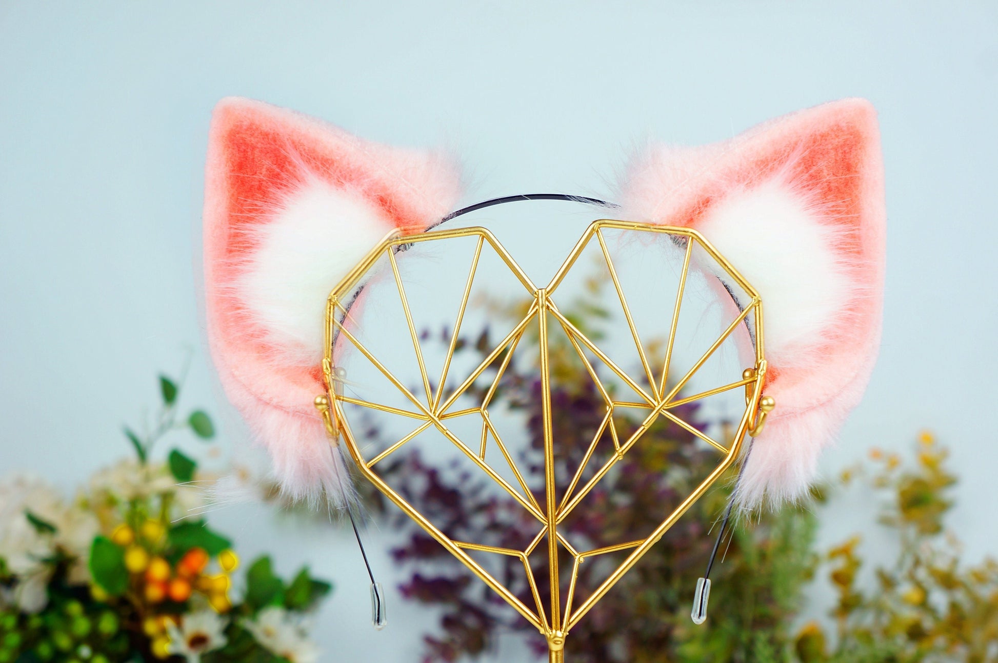 Pink Fox Ears, Linabell Ears headband, Duffy and Friend Cosplay Ears, anime ears,Kawaii Ears, Kawaii Cosplay, Kitsune Ear,fox ear