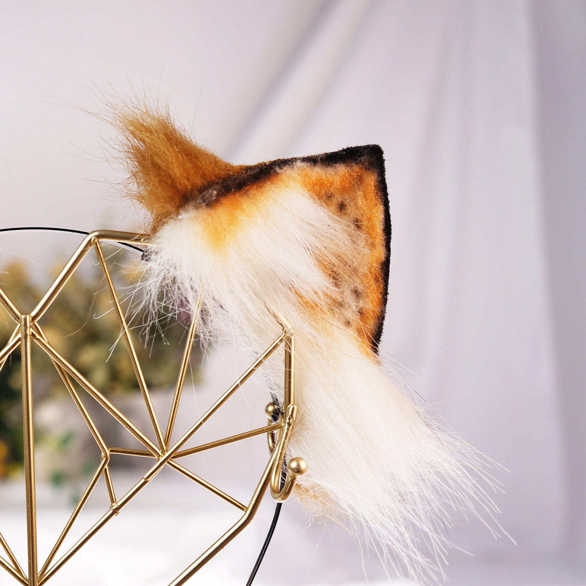 Ginger White Cat Fox ear headband Halloween costume cosplay faux ears