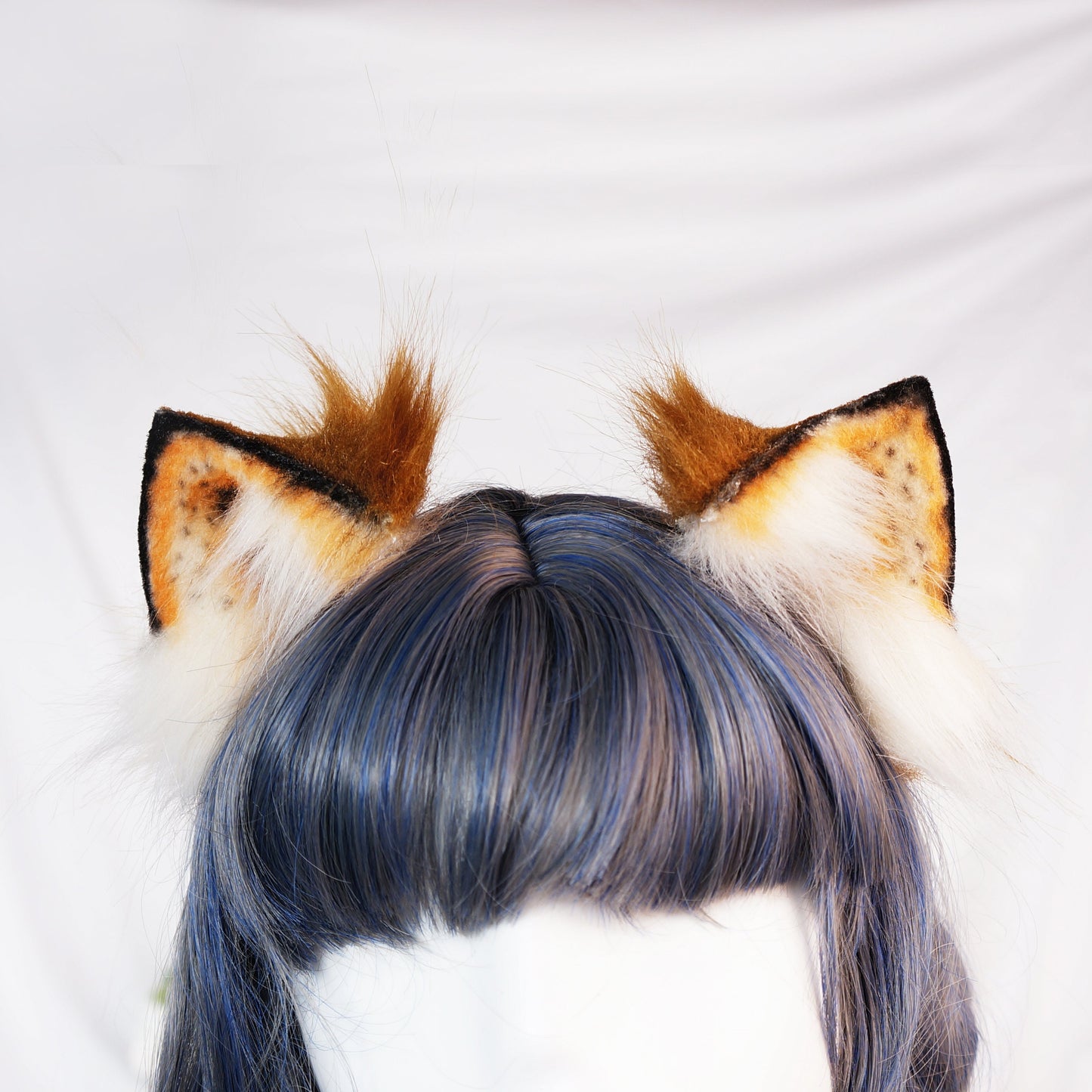 Ginger White Cat Fox ear headband Halloween costume cosplay faux ears