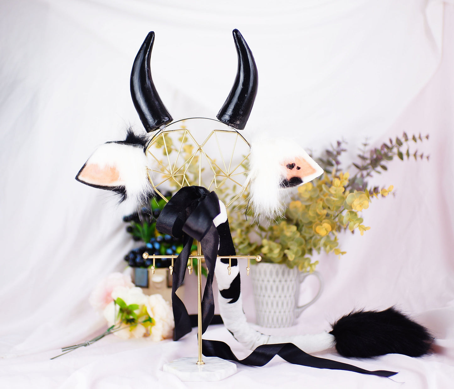 Realistic cow ears and Horns, cosplay ears, tubbo cosplay, cow ears,cosplay, pet play, furry animal ears,cosplay furry headband, 169