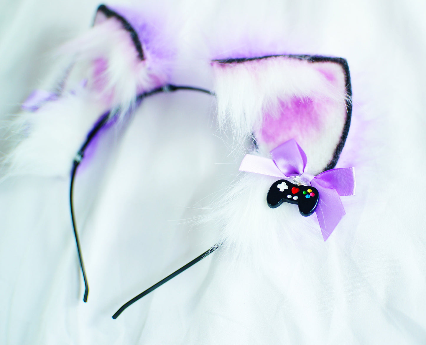 Forget-me-not Ears Game handle Faux Fur Kitten Ears Neko Costume Cosplay Ears Cat Ears Headband Kitty Pet Play Ears light purple