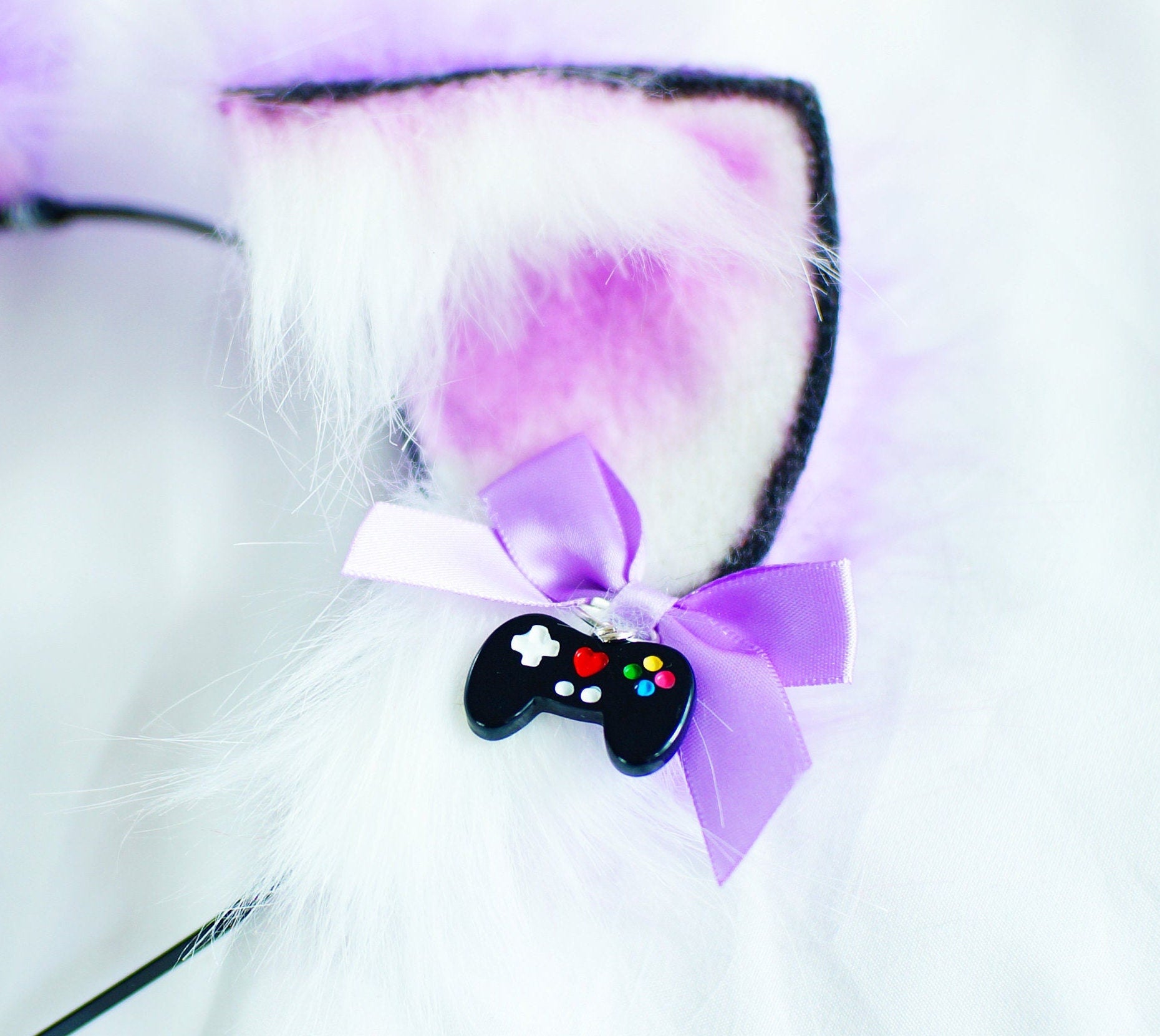 Forget-me-not Ears Game handle Faux Fur Kitten Ears Neko Costume Cosplay Ears Cat Ears Headband Kitty Pet Play Ears light purple