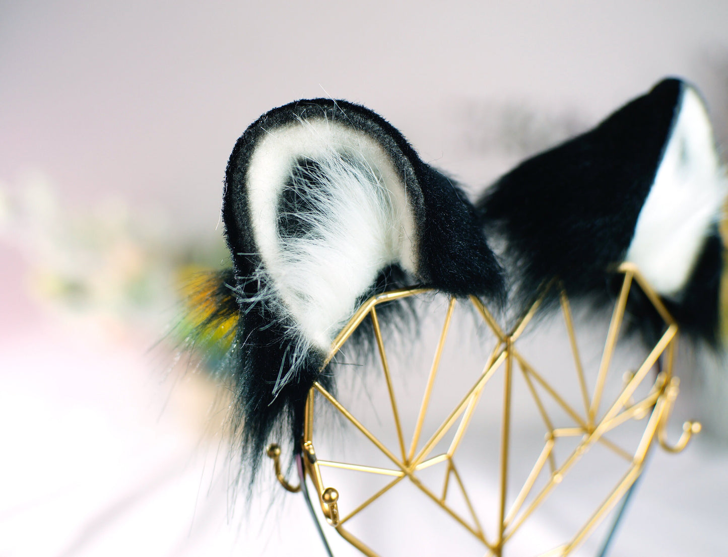 black mouse ears, ears headband, cat ears, fluffy mouse ears, hamster ears headband,petplay, pet play, cosplay, custom ears, handmade ears