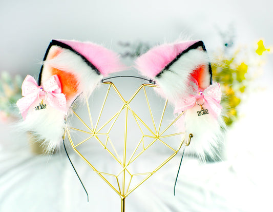 pink cat ears cat ears custom ears headband kawaii aesthetci petplay ears cosplay ears 2022 gift neko ears headband fairy core headband