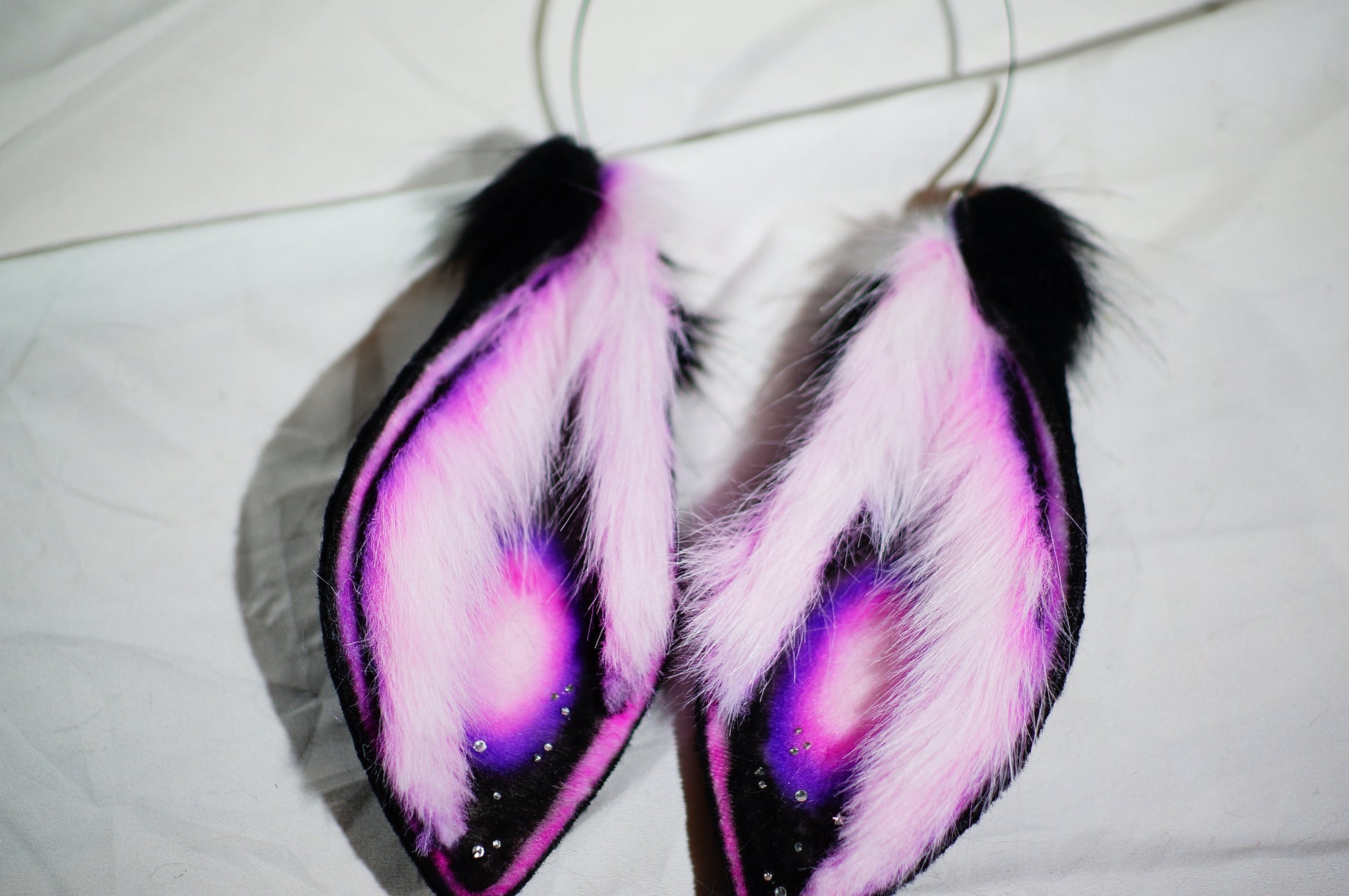 starry lop ears and tail, black and purple, bunny ears headband, butt plug tail, cosplay ears, pet play, custome ears, anime cosplay, DDLG