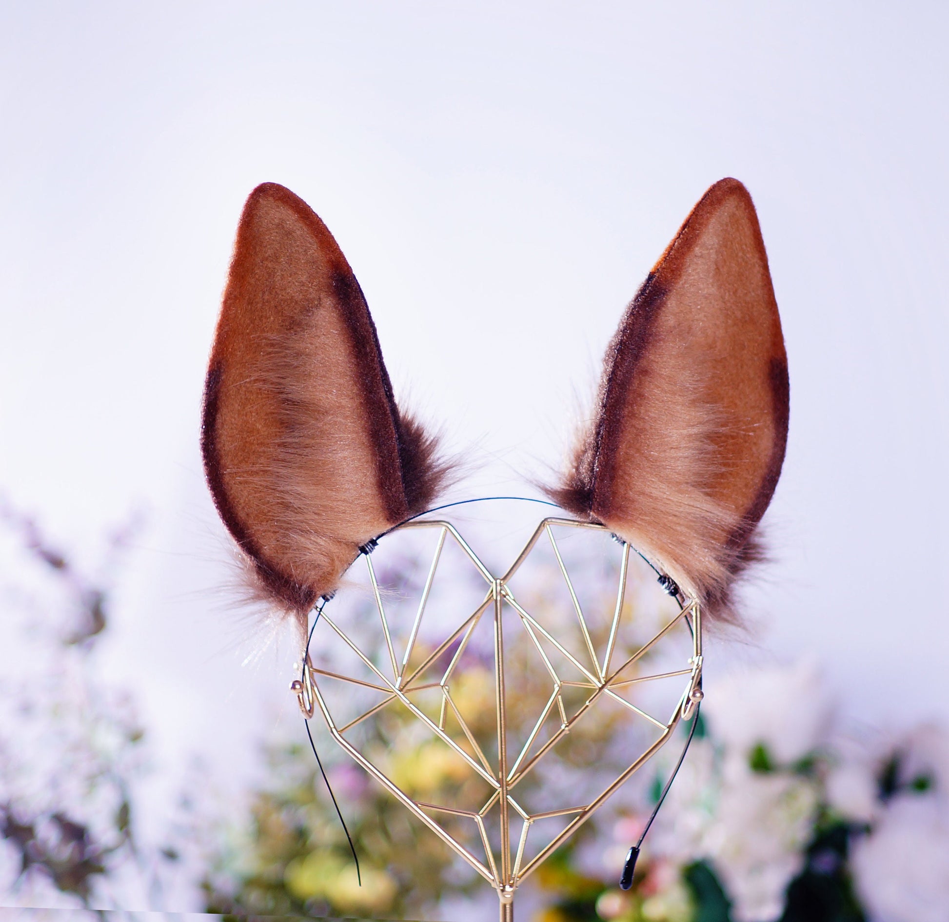 Brown Rabbit ears headband halloween ears brown bunny coffee bunny ears Fox ear headband Halloween costume cosplay faux ears