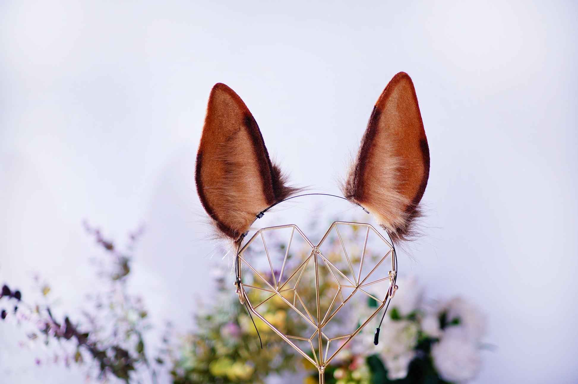 Brown Rabbit ears headband halloween ears brown bunny coffee bunny ears Fox ear headband Halloween costume cosplay faux ears