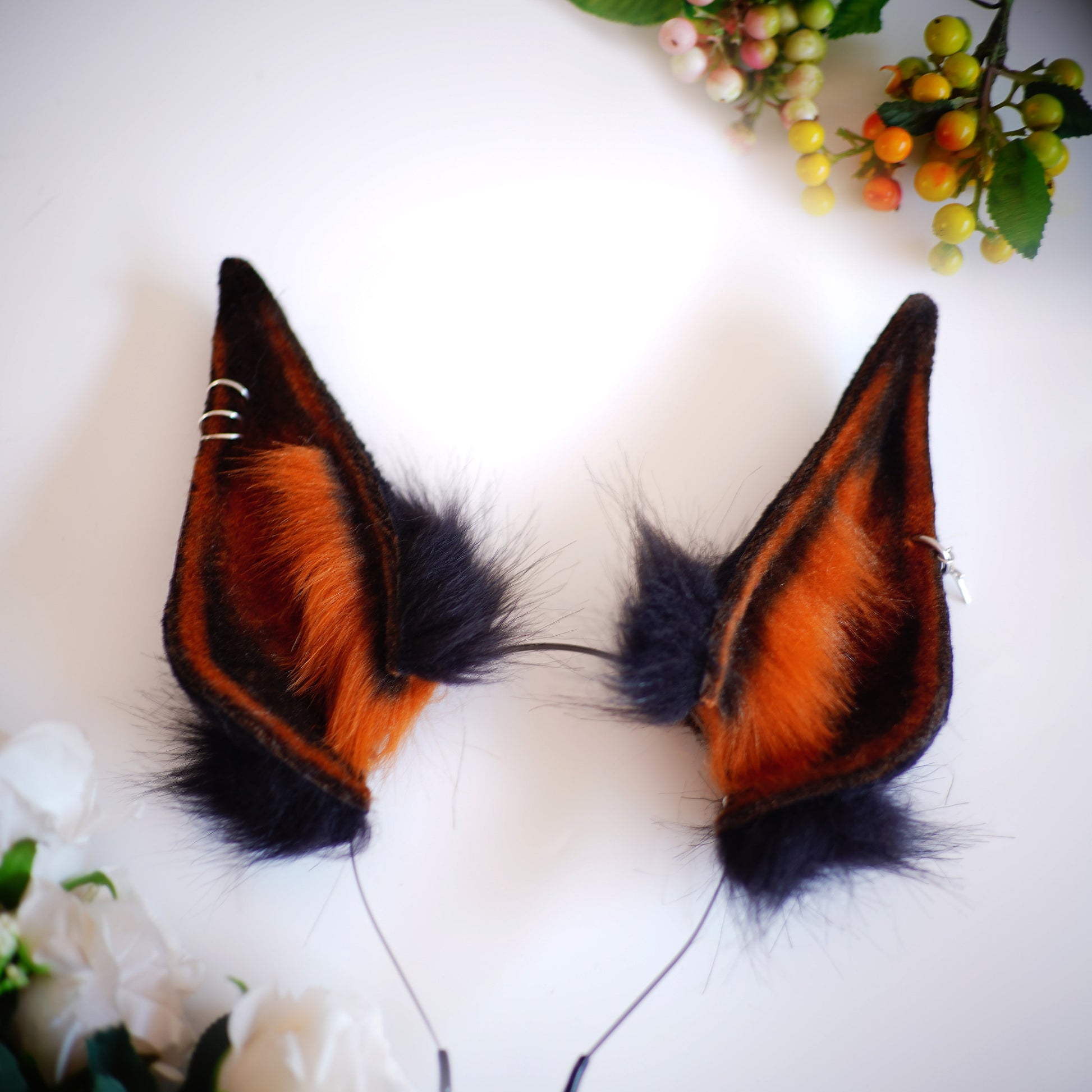 KTcatvintage Huge Doberman's ears hair bands animal ear,Faux fur ear,Dieb ear,Wolf ear headband,Anime ear,Wolf cosplay ear,Anubis