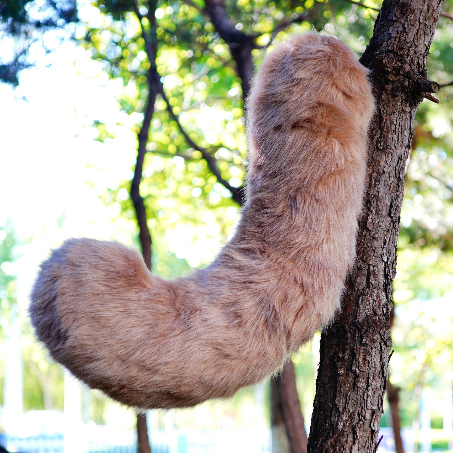 furry Tail, ginger cat fursuit tail, camel kitten tail, furry curly tail, floor-length tail, wolf tail, fursuit commission, furry tail