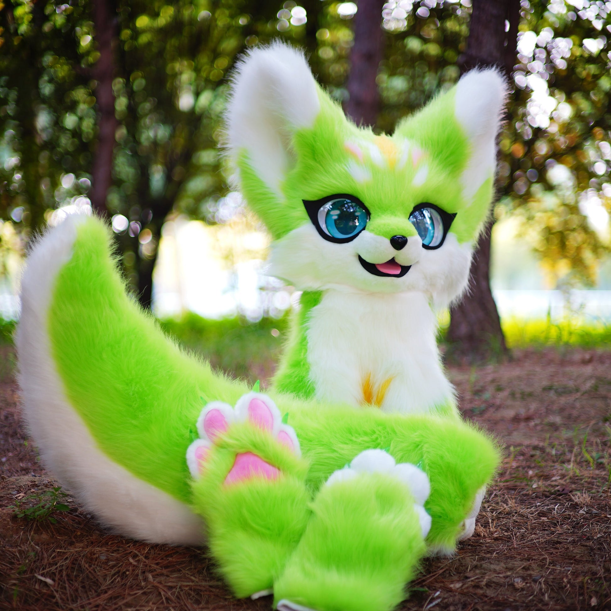 Spirit Green Fursuit Head, Fursuit Commission, Fursuit paws, Fursuit, Furry, Cat Head Furrry, Fursuit Mask, Cat Furry, Fursuit Partial