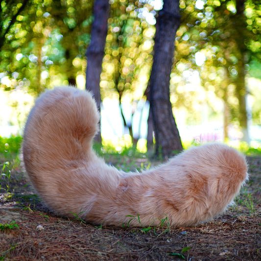 furry Tail, ginger cat fursuit tail, camel kitten tail, furry curly tail, floor-length tail, wolf tail, fursuit commission, furry tail