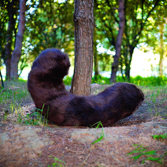 brown cat fursuit tail, brown kitten tail, furry curly tail, floor-length tail, cat tail fursuit, fur Tail,fursuit commission, furry tail