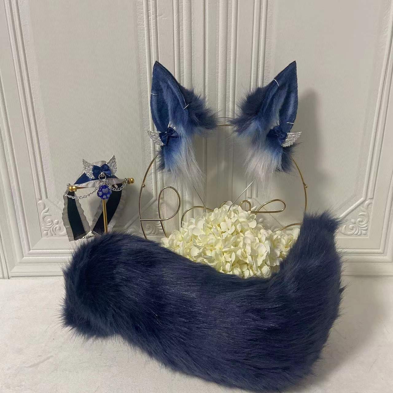 Cute blue ears, faux fur ears, fox ears, fluffy ears, kitten ears,animal ears, cosplay ear, kitten ears, anime cosplay, DDLG, 157