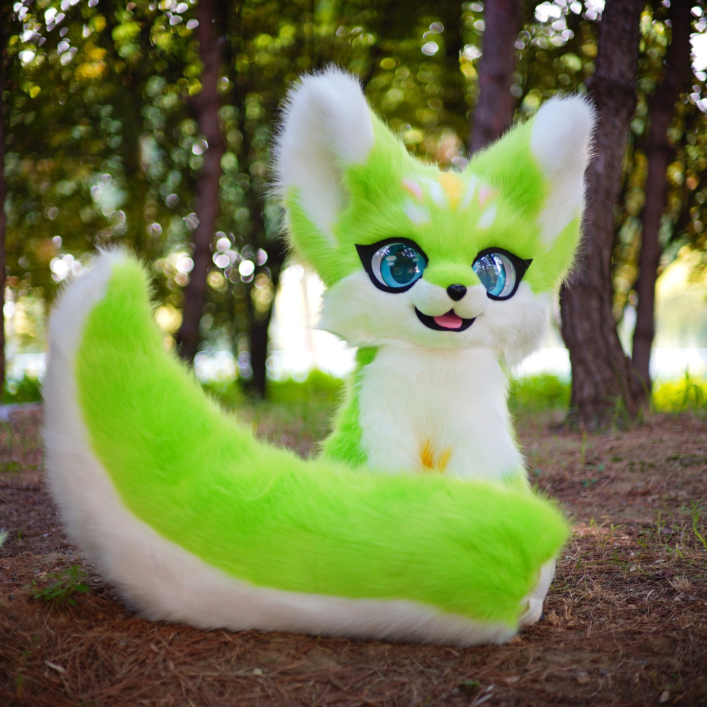 Spirit Green Fursuit Head, Fursuit Commission, Fursuit paws, Fursuit, Furry, Cat Head Furrry, Fursuit Mask, Cat Furry, Fursuit Partial