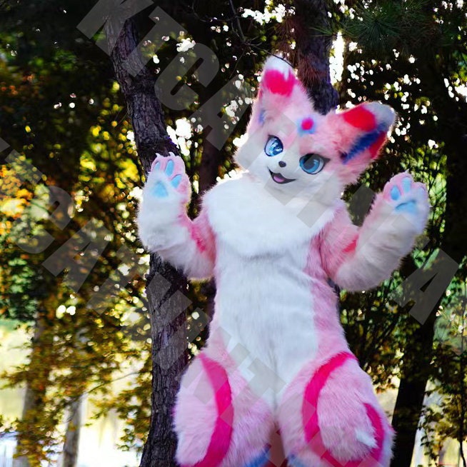 Pink Fursurit Head, Fursuit Commission, Fursuit paws, Fursuit, Furry, Cat Head Furrry, Fursuit Mask, Cat Furry, Fursuit Partial