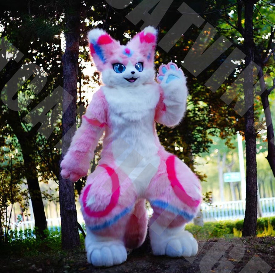 Pink Fursurit Head, Fursuit Commission, Fursuit paws, Fursuit, Furry, Cat Head Furrry, Fursuit Mask, Cat Furry, Fursuit Partial