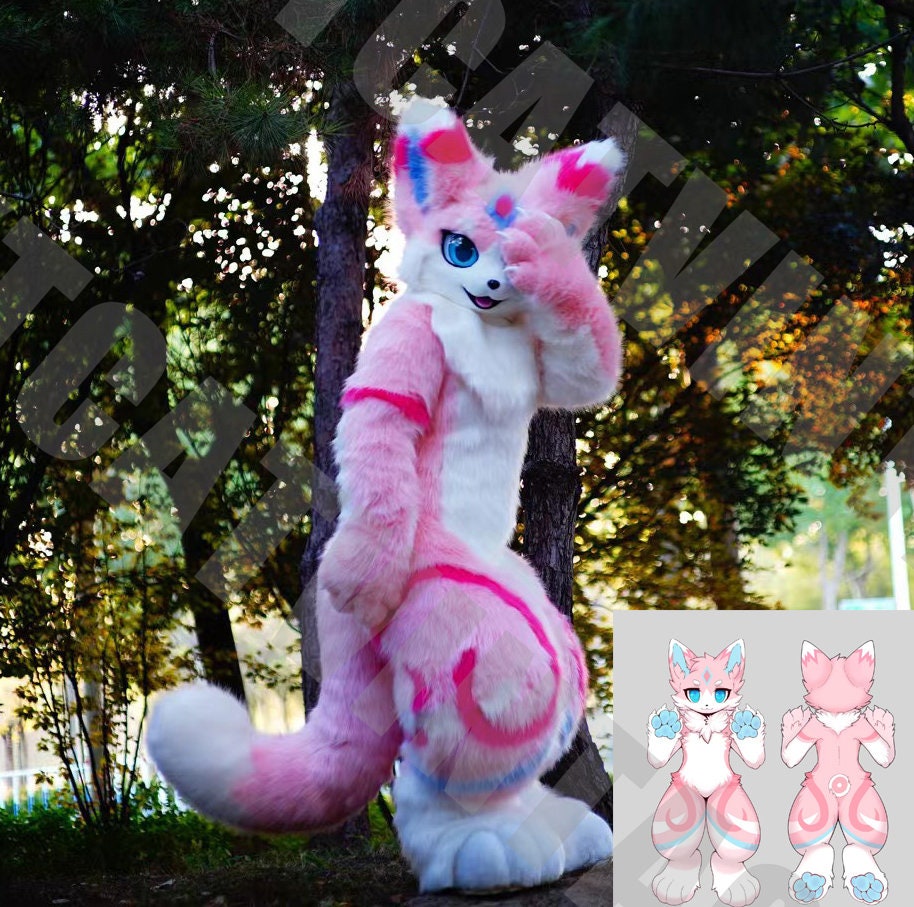 Pink Fursurit Head, Fursuit Commission, Fursuit paws, Fursuit, Furry, Cat Head Furrry, Fursuit Mask, Cat Furry, Fursuit Partial